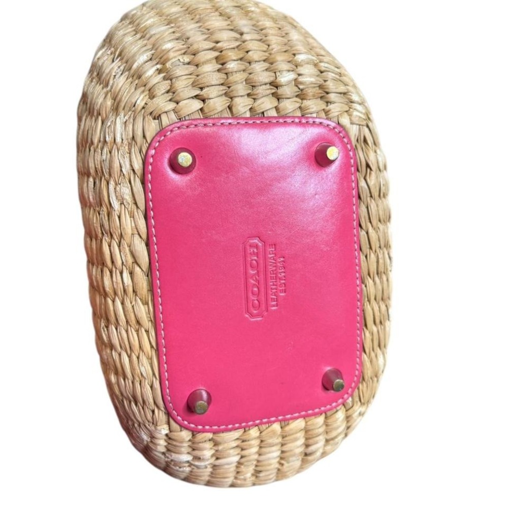 Y2k Coach‎ 2003 Pink Basket Weave Straw Leather Soho Buckle Bag - Picture 6 of 9